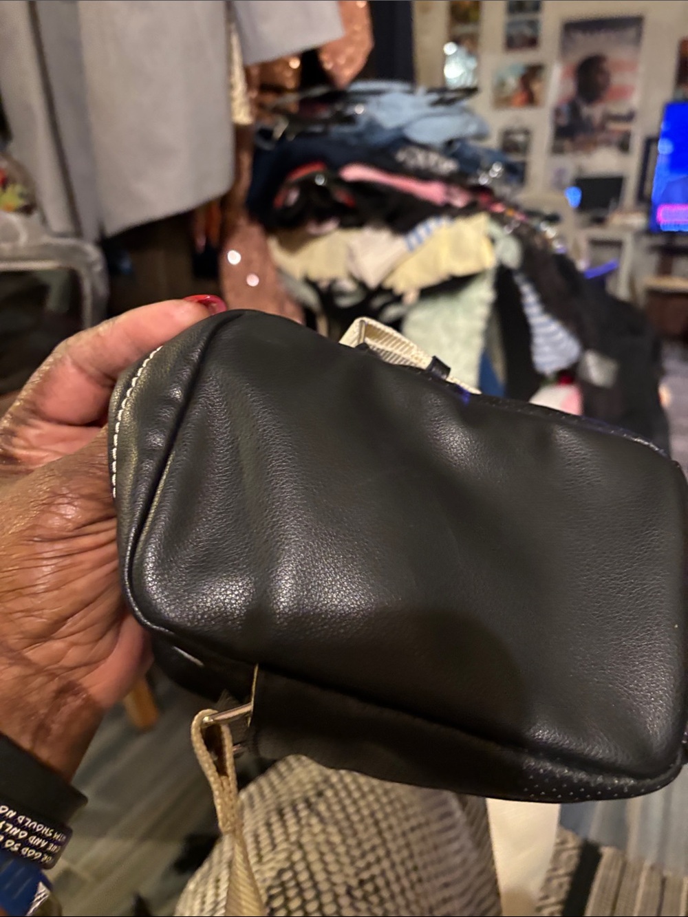 Zara Black Mini Crossbody Bag with Cream Strap - Picture 7 of 10